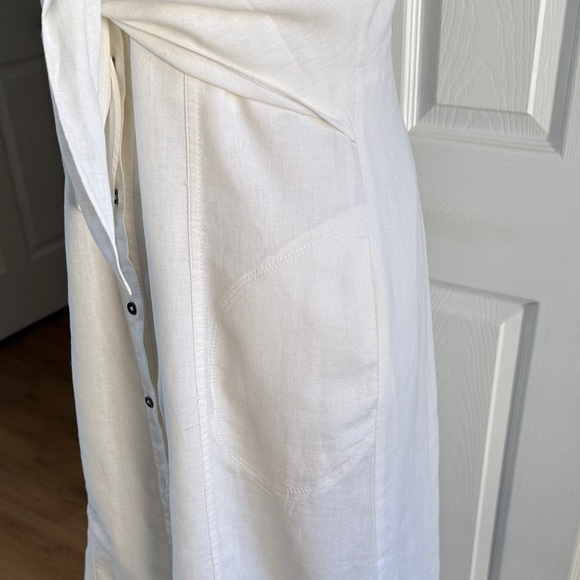 Maeve Tie-Front Midi Dress Linen Luxury Preppy Cowgirl Twee Coastal Resort 4 New - Picture 8 of 11